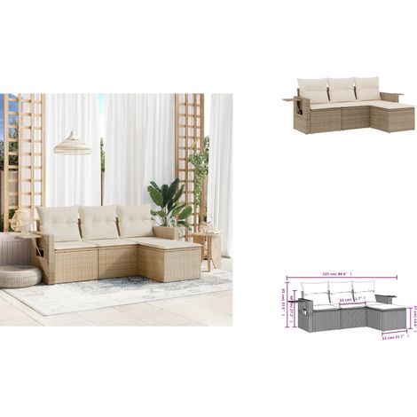 4-tlg. Garten-Sofagarnitur mit Kissen Beige Poly Rattan - Gartenmöbel - Outdoor Möbel - Rattan Gartenset - Lounge Set - Sofasatz (1/3)
