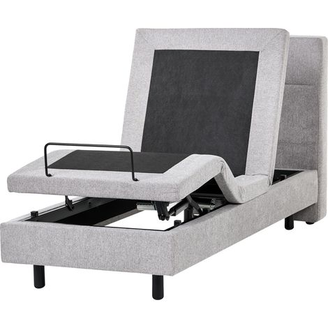 Cama articulada eléctrica moderna mando a distancia ajustable tapicería de tela gris claro 80 x 200 cm Viceroy