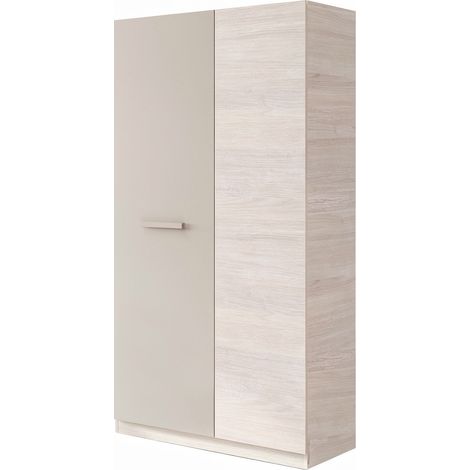 Armadio 2 Ante Battenti Barra Appendiabiti E 4 Scomparti Design Moderno Minimal Guardaroba Giovanile Per Camera Da Letto Cameretta 90 x 200 x 52 Cm Colore Beige E Rovere (1/5)