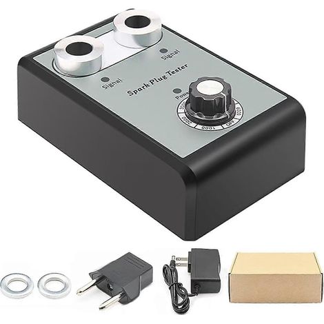 Testeur de bougies d'allumage RQG, testeur de bougies d'allumage à essence à double trou 12 V, avec adaptateur US (100-240 V) et adaptateur EU (125-250 V), (1/5)