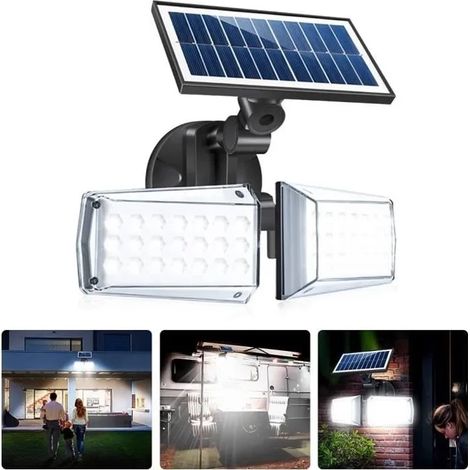 Lampe Solaire Extérieur - Applique Murale IP65 avec Détecteur de Mouvement - 42 LED - Étanche (1/4)