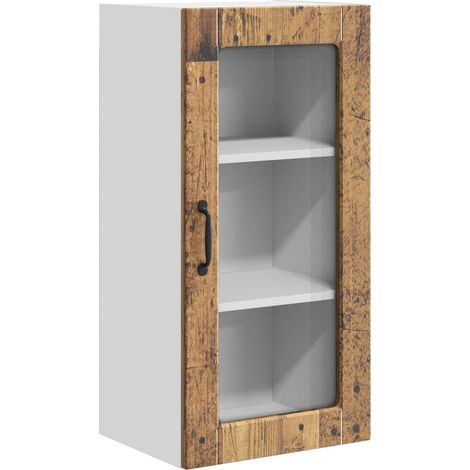 Maison Exclusive - Mobile in vetro da parete LUCCA Legno antico 40 x 31 x 80 cm