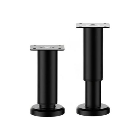 2 patas para muebles,Altura ajustable,Altura ajustable,12-19 cm,Patas metálicas de altura ajustable,Patas para muebles,12 x 6 cm,Negro (1/5)