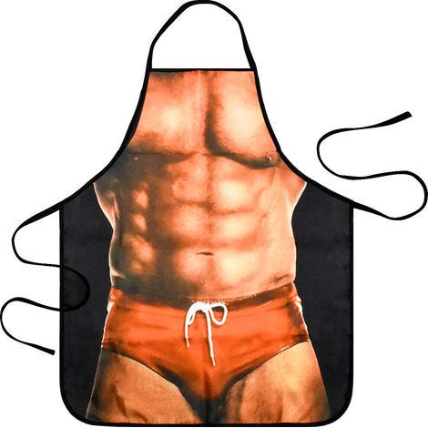Tablier de Cuisine Fantaisie Drôle Tablier Humoristique Réglable Tablier Barbecue Humour Cadeau Rigolo pour Homme Musclé (1/5)