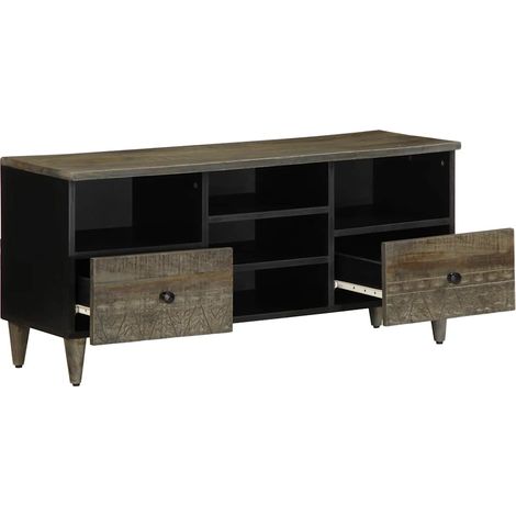 Meuble TV,Banc TV,Armoire TV noir 100x33x46 cm bois massif de manguier CFW279412 (1/5)