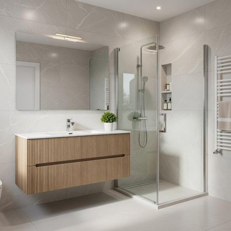 MOBILE BAGNO SOSPESO LINEA STICK CANNETTATO DA 120 CM Misura: Rovere Chiaro