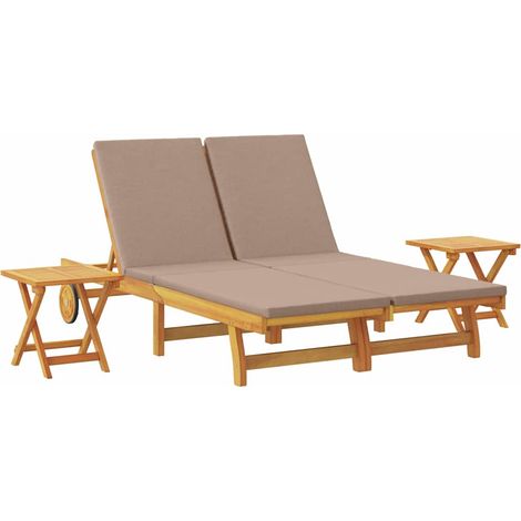 Sonnenliege mit Kissen Taupe Massivholz Akazie vidaXL