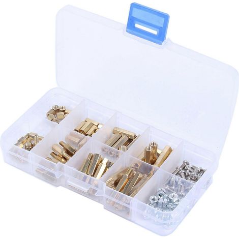 Vis et écrous hexagonaux en laiton M3 (filetages extérieur et intérieur) – assortiment pour le montage de cartes mères, 120 pièces - JBMEDIA (1/4)