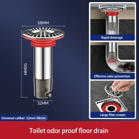 (11cm)Sewer Stainless Steel Floor Drain Inner Core Deodorant Extension Pipe Bathroom Large Panel Filter Cover (1/4)