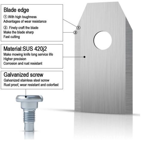 45 x Lames de Couteau en Titane pour Toutes Les Tondeuses Robotiques Husqvarn/Automower/ Yardforce/Gardena(3g-0.75mm) Avec 45 Vis, Lames de Rechange pour Modèles 105,310,315,320,420,430x,r40i (1/4)