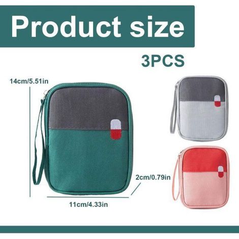 Trousse Premiers Secours - 3 Pièces - Poignée Intégrée - Camping Randonnée Voyage - Tissu Oxford Imperméable - 1 Unité (1/5)