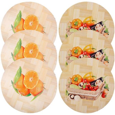 Dessous de plat rond en bois, résistant à la chaleur et antidérapant, pour table à manger (lot de 6). (1/5)