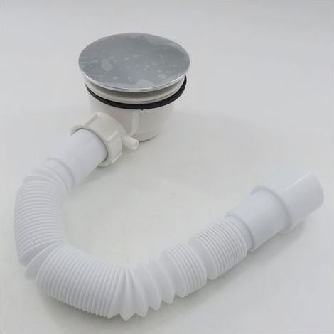 TAISHENGDA – Duschwannen-Set – extraflaches Chrom-Ablaufsystem Ø 90 mm + Ablaufbogen + flexibler Schlauch (1/5)