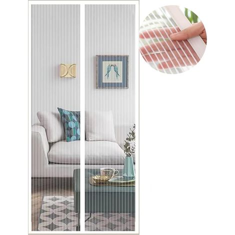Magnétique Moustiquaire pour Porte, 140x240 cm Rideau de Porte Antimoustique, Blanc Moustiquaire Mailles ultra fines pour Couloirs, Portes, Patio, Fermeture Automatique (1/5)