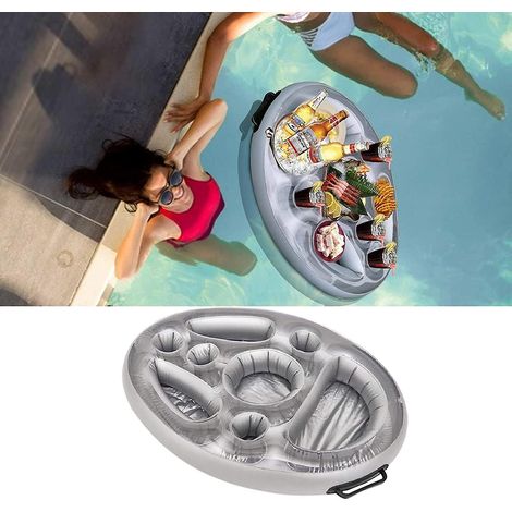 Porte-gobelets gonflable pour piscine, bar flottant à 8 trous, porte-boissons gonflable, plateau flottant pour piscine, bar flottant pour spa et plage (1/4)