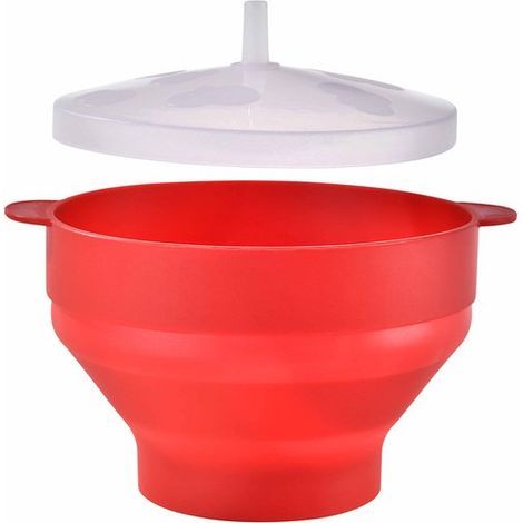 Mikrowellen-Popcornbehälter – Faltbare Popcornschüssel – Schnelles, ölfreies Kochen – 1 Stück – Für den Hausgebrauch + Rot (1/5)