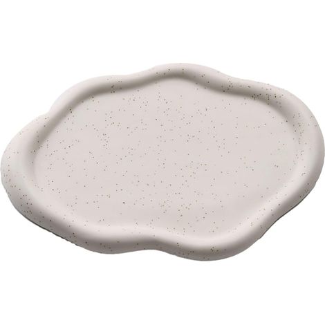 Glossy Ceramic Jewelry Plate, Simple Design Decorative Tray for Rings, Watches, Glasses, Hairbands (White Oval) (1/5)