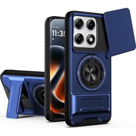 Custodia per Motorola Edge 70 Pro con supporto e copri fotocamera per MagSafe, blu (1/5)