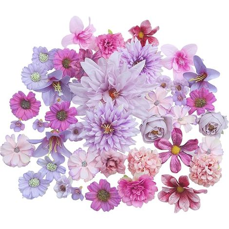 Fleurs Artificielles, Fleur Artificielle Deco, Têtes de Fleurs Rose Pivoine Artificielles, Fausse Fleur Decoration, Fausses Fleurs, Fleurs en Tissu pour DIY (Violet) (1/5)