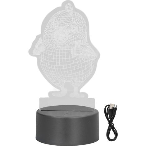 Veilleuse LED 3D 7 couleurs forme poussin acrylique, contrôle tactile USB rechargeable pour chambre enfant (1/5)