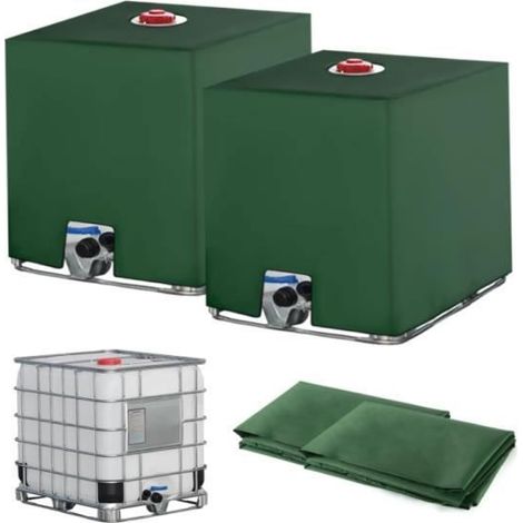 2PC Bache pour Cuve IBC 1000L Bâche Recuperateur d Eau de Pluie Anti-UV Anti-Poussière Bache de Reservoir d'eau Couvercle Vert (1/5)