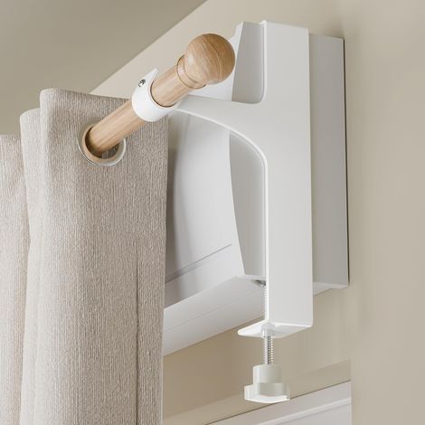 Lot de 2 Supports Tringle à Rideaux sans Perçage – Fixation pour Coffre de Volet Roulant, Support Métallique Universel pour Tringle à Rideaux, Installation Facile sans Outils (1/5)