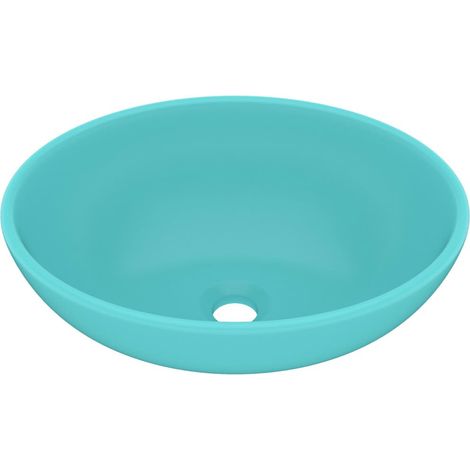 Lavabo ovale de luxe Vert clair mat 40x33 cm Céramique (1/5)