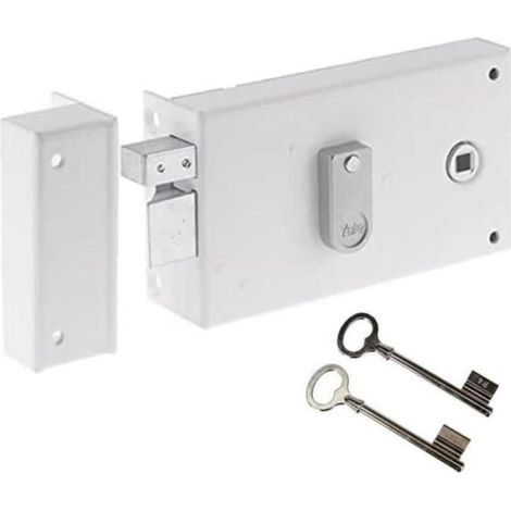 Serrure en applique horizontale a fouillot - YALE - YAH37G - Blanc - 2 Clés fournies - Version Gauche - Grille et Portail (1/5)