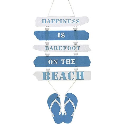 Lntyq Plaque en Bois à Suspendre, Pancarte en Bois Murale, Panneau Suspendu Decoratif, Décoration Murale Bois Home, Signe de Porte Thème la Plage, Ornement Mural Nautical Beach Flip Flop, 46x19 cm