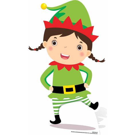 Figurine en carton enfant déguisé en Elfe de Noël - Haut 82 cm (1/4)