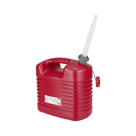 Pressol – Bidon d'essence 20L en polyéthylène rouge antichoc – Tuyau flexible 195mm avec désaérage intégré – Application tous carburants