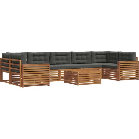Conjunto de sofás de exterior 8 uds. Natural y Antracita vidaXL (1/5)
