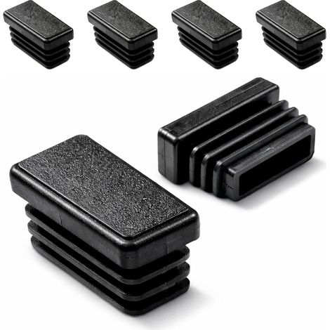 Lot de 4 embouts pour pieds de chaise 40 x 20 mm - Bouchons lamellaires en plastique noir à insérer dans des tubes carrés/rectangulaires - Finition propre, résistante aux rayures et insonorisante - Mo (1/4)