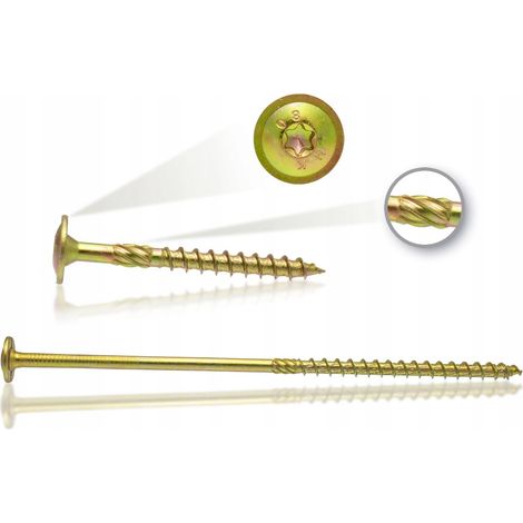 Tornillos para carpintería de madera 8x280, cabeza con arandela, Torx (100 unidades) (1/5)