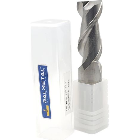 Fresa in metallo duro per alluminio VHM a 2 taglienti, 20 x 45 x 100 mm, durezza 45 HRC (1/4)