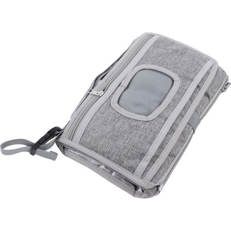 Matelas à langer portable pour bébé, grande capacité de rangement, oreiller pliable, imperméable, gris (1/5)