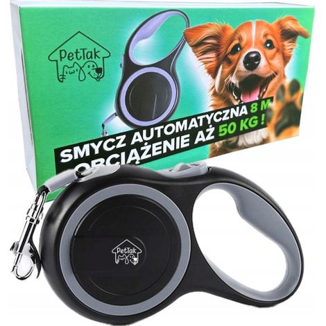 Correa automática para perros con cinta de bloqueo Pettak Strong Coil, 50 kg, 8 m.