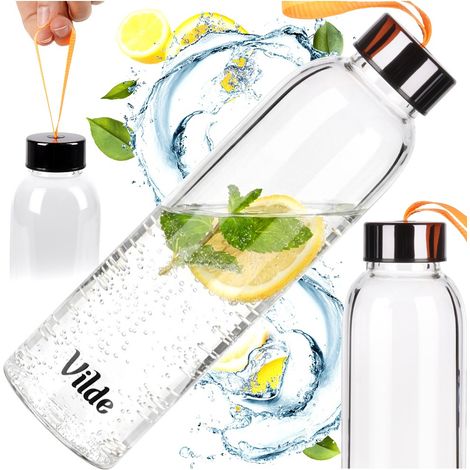 Motivierende Trinkflasche aus Glas, große Sportflasche 0,5 l (1/5)