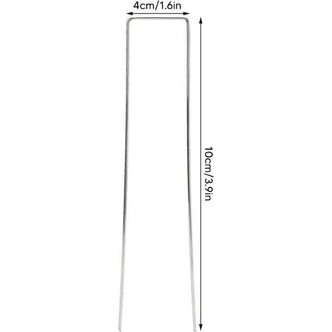 100 Piquets de Jardin en Acier Galvanisé 4x10cm - Ancrage au Sol pour Toile de Paillage, Agrafes pour Bâche Chengqi01 (1/5)