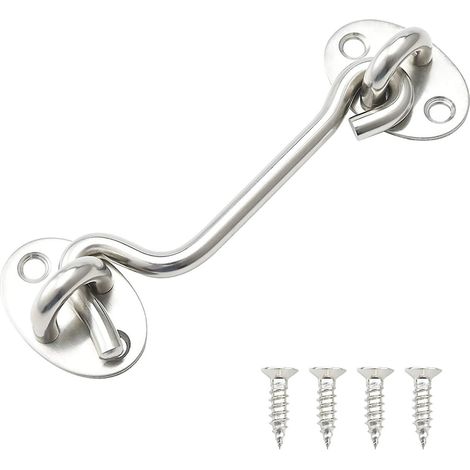 Crochet de cabine en acier inoxydable 100 mm avec entretoise silencieuse et support de fenêtre pour serrures de porte, argent (1/5)
