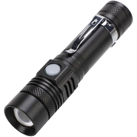 Lampe de poche LED portable avec chargement USB, réglage à 3 vitesses, zoom, petite lampe de poche pour le camping,DUBUNS