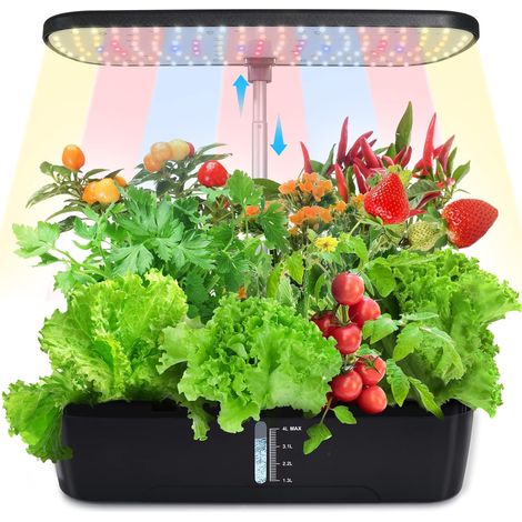Puluomis Intelligent Hydroponique, 12 Dosettes Système de Culture Hydroponique avec Lampe de Plante, Kit prêt à Pousser Accueil Gardening Kit pour Croissance des Herbes, Hauteur Réglable, Réservoir d' (1/5)