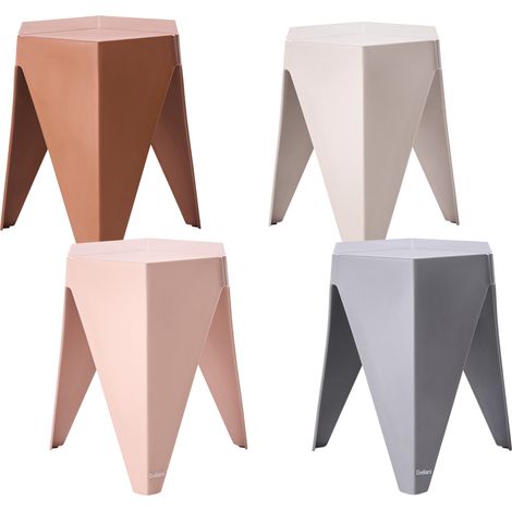 Conjunto de 4 taburetes de jardín exterior asientos para patio material sintético apilables tonos pastel multicolor Karavos (1/5)