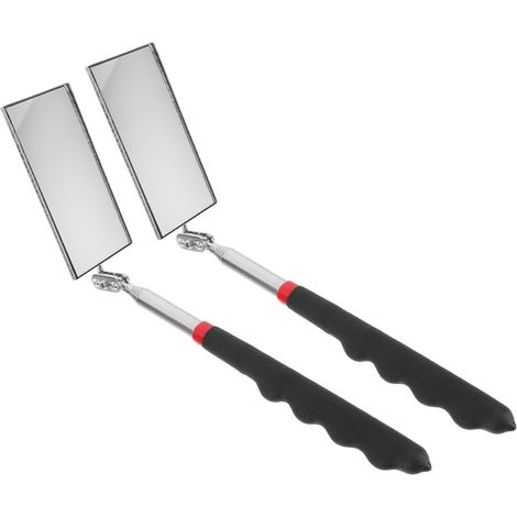 Miroir D'inspection Télescopique Poignée Longue pour Véhicule 2pcs en Plastique Inoxydable Réflexion Haute Définition, Portable pour Réparations Automobiles et Ateliers (1/5)