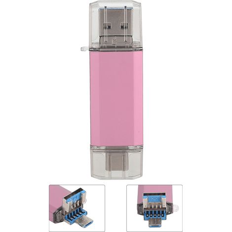 Clé USB 3.0 haute vitesse en alliage d'aluminium or rose U Disk 3 en 1 pour téléphones portables et ordinateurs (16 Go) (1/5)