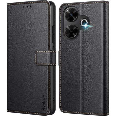 Leder Handyhülle Xiaomi Redmi 13 4G Poco M6 Hülle Schwarz (1/5)