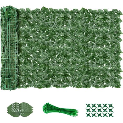 Haie Artificielle 1x3M, Mur Vegetal Artificiel Exterieur, Brise Vue Jardin Décoration, Clôture de Feuilles Artificielles, 100 Pcs Serre Cable Plastique (1/5)