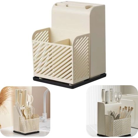 Étagère de rangement Porte couteaux Étagère à ustensiles de cuisine (blanc, 21 x 16 cm) (1/5)