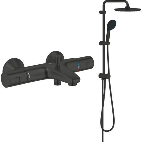 Pack mezclador termostático para baño/ducha GROHE Quickfix Precision Start + columna de ducha GROHE Vitalio Start 250, negro mate