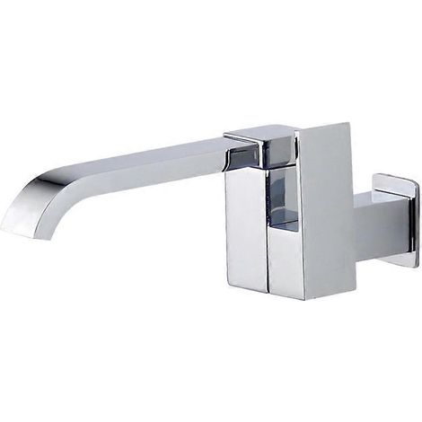 Robinet de lavabo mural avec bec cascade pour baignoire, robinet pour vasque et lavabo - Argenté (1/5)